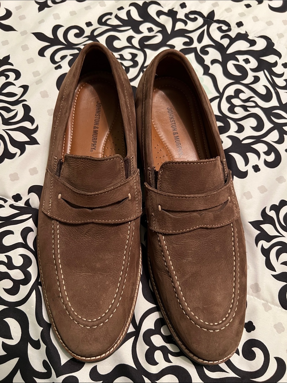 Johnston & Murphy Brown Suede Penny Loafers
